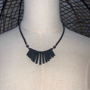 Hematite Stone Graduated Fringe Choker Necklace